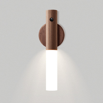 Drevená nástenná lampa Inteligentné svetlo so senzorom pohybu ľudského tela Nočné lampy do spálne Nočné svetlá Nabíjateľné nástenné svetlo s USB