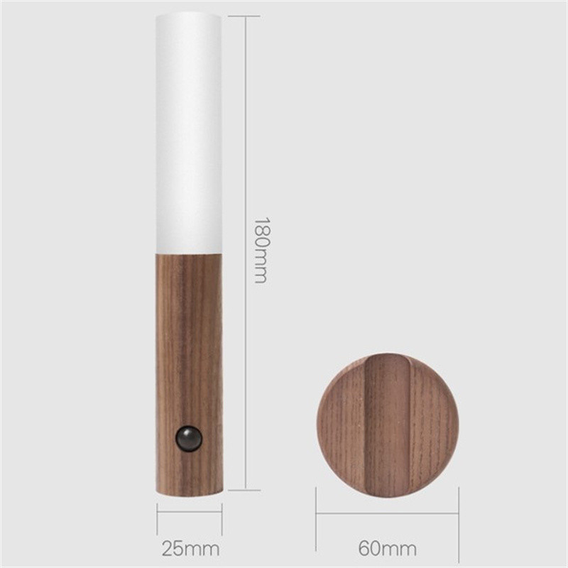Aplică de perete din lemn Lumină inteligentă cu senzor de mișcare pentru corpul uman Lămpi de noptieră pentru lumini de noapte pentru dormitor Lampă de perete reîncărcabilă prin USB
