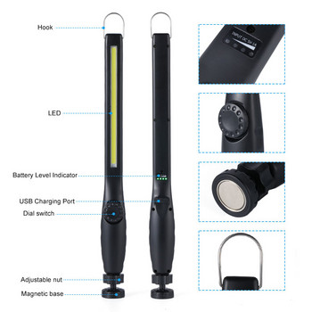 USB акумулаторна COB LED работна лампа Факел 1*COB светлинна лента Фенерче Led Автомобилен стайлинг Използване на сензорна нощна лампа