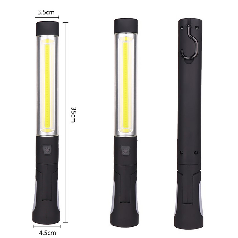 Prenosné pracovné svetlo COB LED svietidlo Magnetická baterka USB nabíjateľná 360-stupňová otočná pracovná lampa Flexibilná inšpekčná lampa s hákom