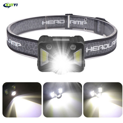 Mini COB LED fejlámpa 6000LM testmozgásérzékelővel, USB újratölthető fényszóró 5 módú kemping zseblámpa fejlámpa