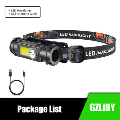 Far cu LED rezistent la apa Mini COB Lampa de lucru USB reincarcabila 18650 Far Lanterna 2 moduri Lămpi de cap cu lanternă de pescuit cu magnet