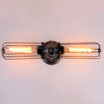 Американска индустриална ковано желязо Стенна лампа с двойна глава Пътека Нощно шкафче Спалня Кафе Коридор Ресторант Осветление Аплик