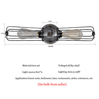 American Industrial σφυρήλατο σίδερο Διπλό Επιτοίχιο Φωτιστικό Διάδρομος Δίπλα στο Υπνοδωμάτιο Καφέ Διάδρομος Εστιατόριο Light Sconce