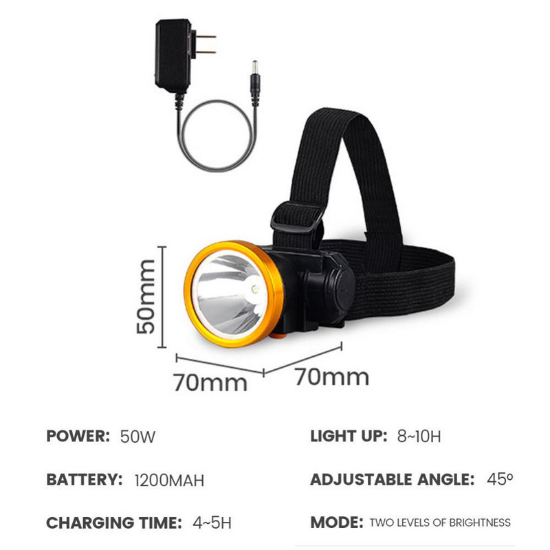 LED priekšējais lukturis, uzlādējams, spēcīgs kempinga apgaismojums āra ūdensnecaurlaidīgs LED priekšējais lukturis nakts makšķerēšanas priekšējais lukturis, iebūvēts litija akumulatorā