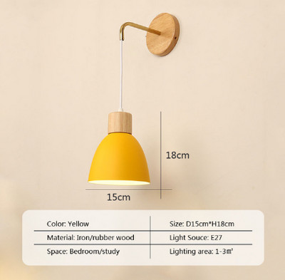 Lampă de perete nordică din lemn cu comutator Aplice de perete modernă pentru dormitor sufragerie coridor macaroon E27 iluminat decor pentru casă