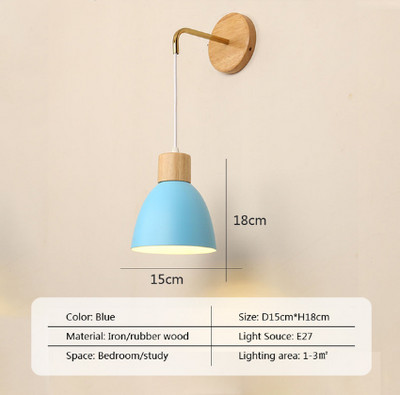 Lampă de perete nordică din lemn cu comutator Aplice de perete modernă pentru dormitor sufragerie coridor macaroon E27 iluminat decor pentru casă