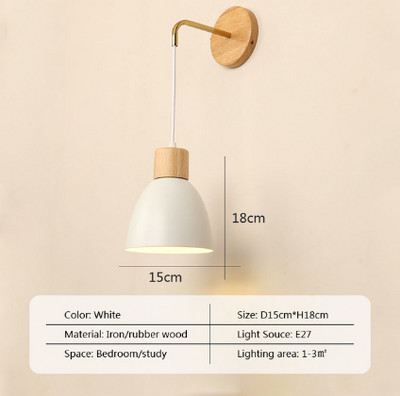 Lampă de perete nordică din lemn cu comutator Aplice de perete modernă pentru dormitor sufragerie coridor macaroon E27 iluminat decor pentru casă
