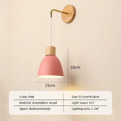 Lampă de perete nordică din lemn cu comutator Aplice de perete modernă pentru dormitor sufragerie coridor macaroon E27 iluminat decor pentru casă