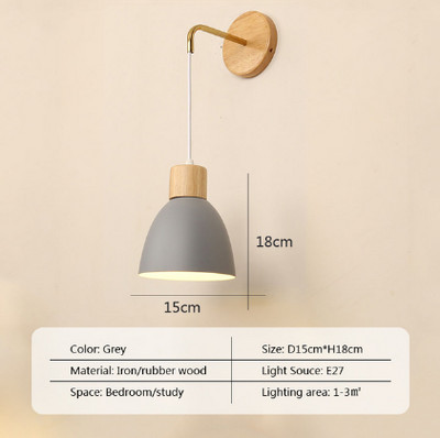 Lampă de perete nordică din lemn cu comutator Aplice de perete modernă pentru dormitor sufragerie coridor macaroon E27 iluminat decor pentru casă