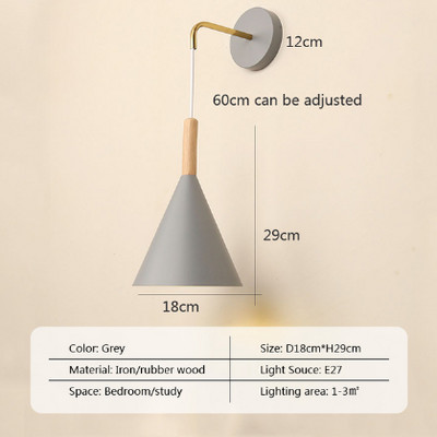 Lampă de perete nordică din lemn cu comutator Aplice de perete modernă pentru dormitor sufragerie coridor macaroon E27 iluminat decor pentru casă