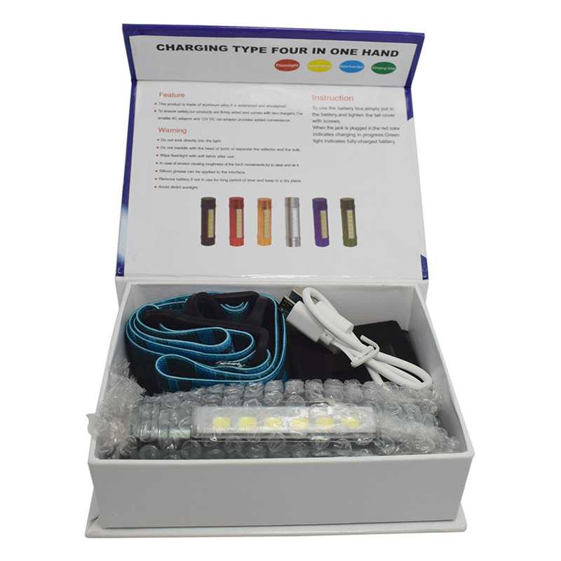 800 lumeni Lanterna frontală cu LED COB 6* far reîncărcabilă prin USB Lanternă cu cap cu LED Lanternă cu cap cu 3 moduri Lanternă Baterie încorporată de 2200 mAh