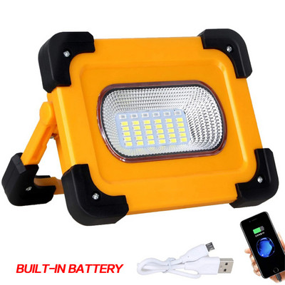 LED saulės darbo lemputė USB įkraunama nešiojama stovyklavimo lempa Powerbank Integruota baterija Prožektorių stovas Magnetinis remonto žibintas