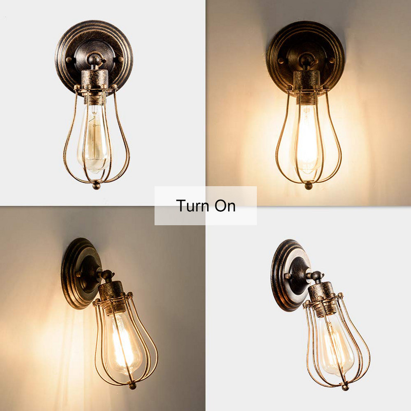 ARTURESTHOME Vintage falikar Ipari világítás Luling állítható aljzat Rusztikus huzal fém ketrec olaj Dörzsölt fali lámpák