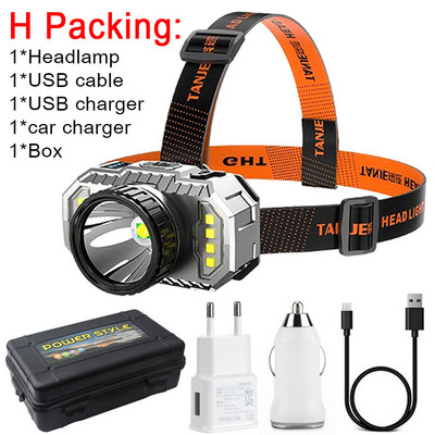 T6 LED Super Bright esilatern Peale paigaldatav taskulamp Tugev valgus väljas matkamiseks laetav ööpüügi esituli