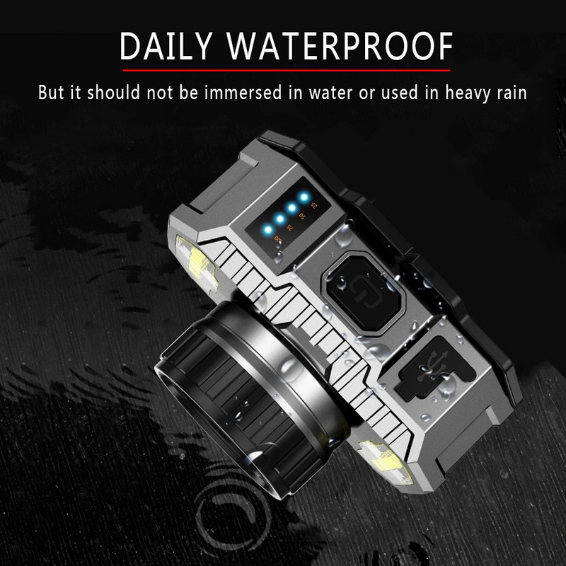 T6 LED Super Bright esilatern Peale paigaldatav taskulamp Tugev valgus väljas matkamiseks laetav ööpüügi esituli