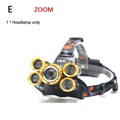 Lanternă de înaltă putere Lampă frontală XM-L T6 LED Lampă frontală pentru exterior Lampă frontală impermeabilă + 2 buc. baterie 18650 + încărcător + USB