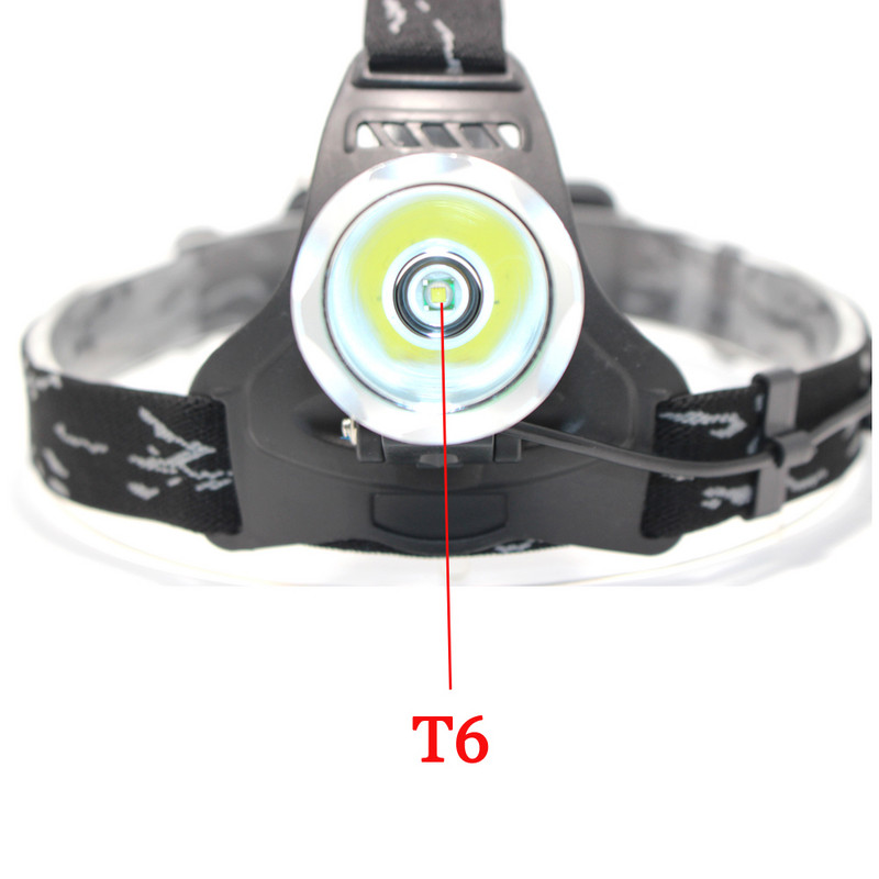 Lanternă de înaltă putere Lampă frontală XM-L T6 LED Lampă frontală pentru exterior Lampă frontală impermeabilă + 2 buc. baterie 18650 + încărcător + USB