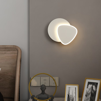 Модерна LED стенна лампа Светлини скандинавски фон за всекидневна Стенна лампа Спалня Нощно осветление Вътрешно осветление квадратно кръгло базово шаси