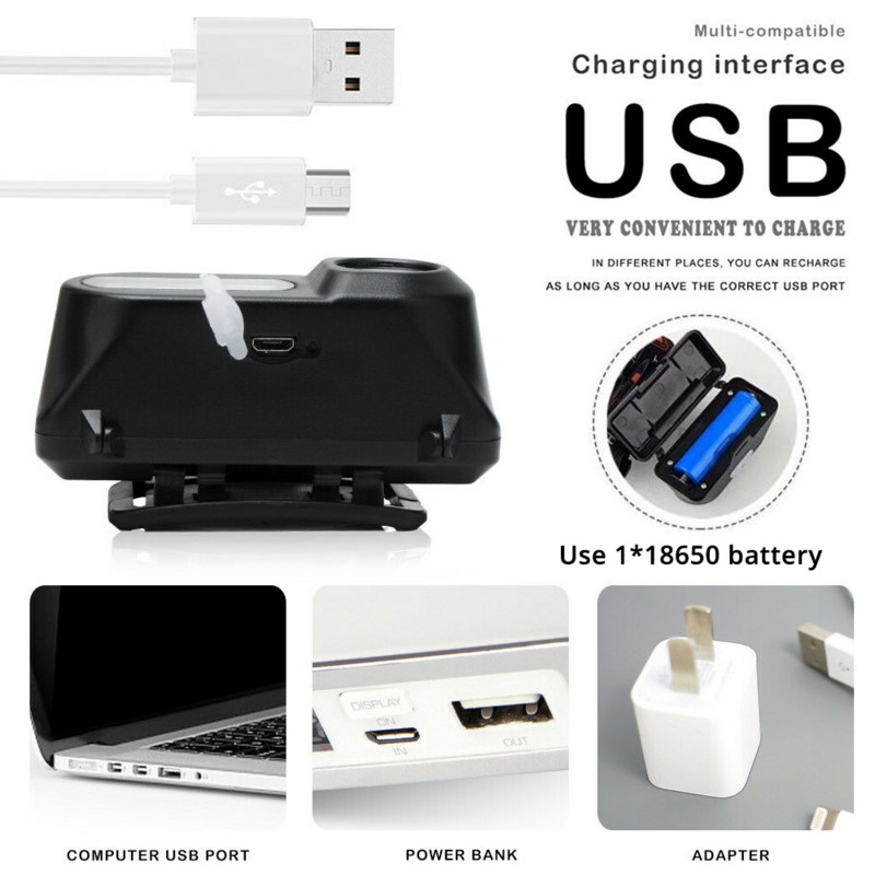 Lanternă portabilă cu LED în aer liber, 6 moduri, reîncărcabilă prin USB, lanternă, lanternă, far cu LED COB, lanternă pentru camping