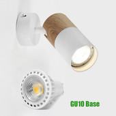 Gu10 uz virsmas montējama sienas lampa, koka graudu griestu apakšējā gaisma 360, regulējams gultas gaismeklis Dzīvojamās istabas Guļamistabas mācību lasīšanas apgaismojums