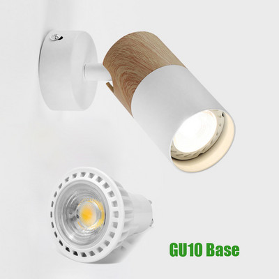 Nástenná lampa Gu10, drevená, stropná, nastaviteľná, 360°, nočné svetlo, obývačka, spálňa, pracovňa, čítanie