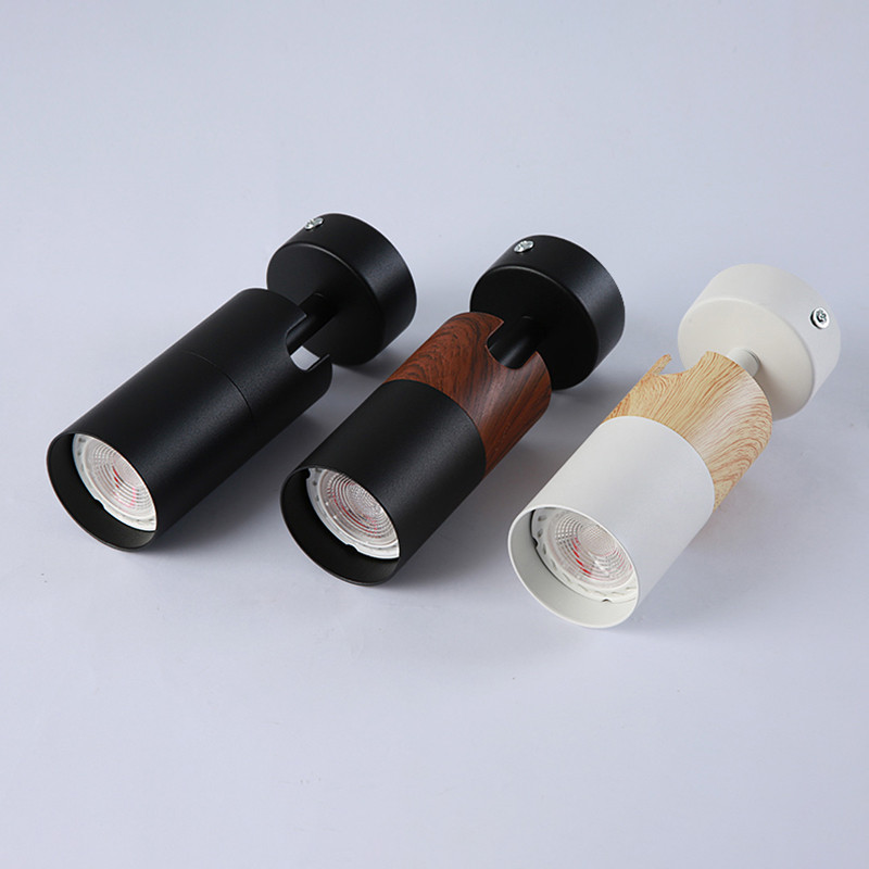 Gu10 uz virsmas montējama sienas lampa, koka graudu griestu apakšējā gaisma 360, regulējams gultas gaismeklis Dzīvojamās istabas Guļamistabas mācību lasīšanas apgaismojums