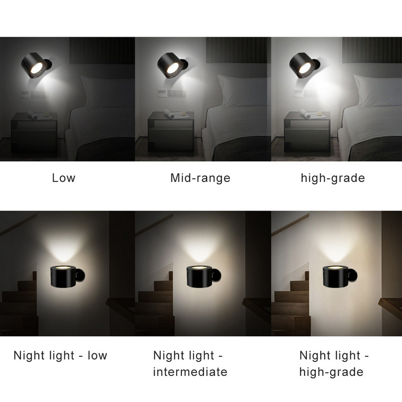 Reguleeritava heledusega LED-seinalamp USB-laetav puute-/kaugjuhtimispult voodiäärsed lugemisvalgustid, sisseehitatud 2000MA aku
