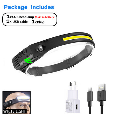 COB LED prenosná baterka s reflektorom, mini multifunkčná silná indukčná čelovka, Cob, vonkajšie dobrodružstvo, rybolov