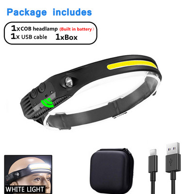 COB LED prenosná baterka s reflektorom, mini multifunkčná silná indukčná čelovka, Cob, vonkajšie dobrodružstvo, rybolov