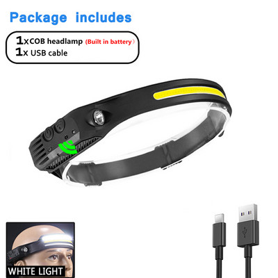 COB LED prenosná baterka s reflektorom, mini multifunkčná silná indukčná čelovka, Cob, vonkajšie dobrodružstvo, rybolov