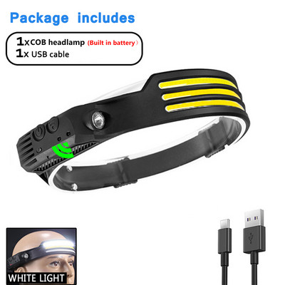 COB LED prenosná baterka s reflektorom, mini multifunkčná silná indukčná čelovka, Cob, vonkajšie dobrodružstvo, rybolov
