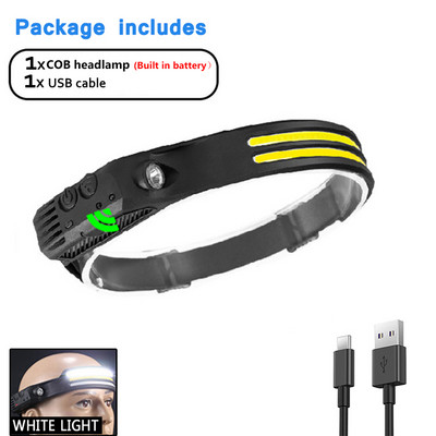COB LED prenosná baterka s reflektorom, mini multifunkčná silná indukčná čelovka, Cob, vonkajšie dobrodružstvo, rybolov
