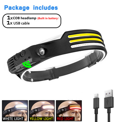 COB LED prenosná baterka s reflektorom, mini multifunkčná silná indukčná čelovka, Cob, vonkajšie dobrodružstvo, rybolov