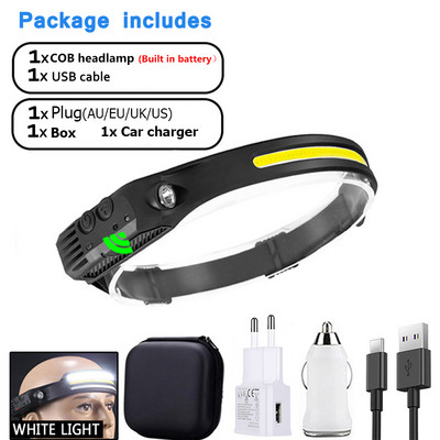 COB LED prenosná baterka s reflektorom, mini multifunkčná silná indukčná čelovka, Cob, vonkajšie dobrodružstvo, rybolov