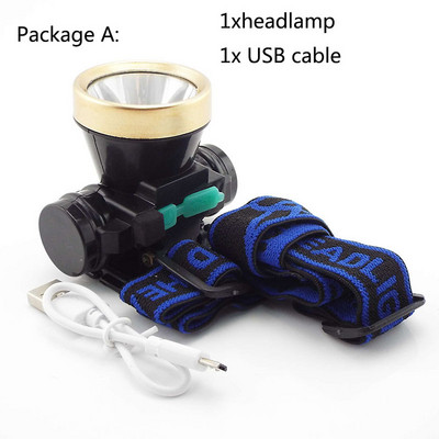 Nabíjateľná USB LED čelovka, predné svetlo, baterky, baterka, kempingové svietidlo.