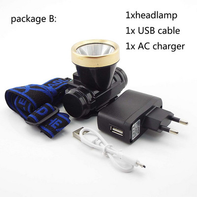 Nabíjateľná USB LED čelovka, predné svetlo, baterky, baterka, kempingové svietidlo.