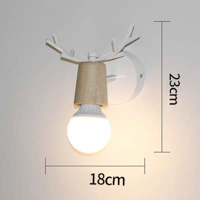 Nordic Deer Antler LED Fali lámpa Tömör fa színes E27 vas fali lámpa Lakberendezési szalon lámpatest Hálószoba éjjeliszekrényhez бра