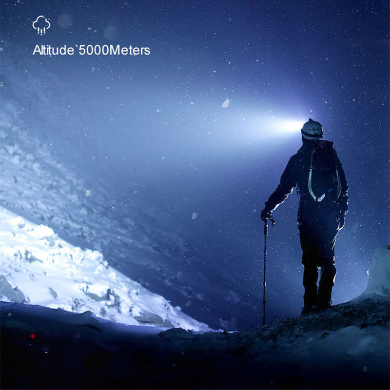 Drop Shipping Jaudīgs 5 LED galvenais lukturis ar iebūvētu 18650 bateriju, USB uzlādējamu pārnēsājamu kabatas lukturīša laternu āra priekšējo lukturi