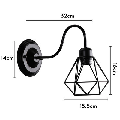 Ipari vintage LED fali lámpa Retro tetőtéri fali lámpa E27 vas lámpabúra kalitka modern beltéri éjjeli világítás pálcalámpa