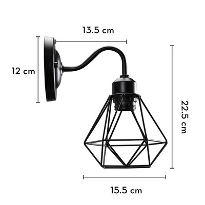 Ipari vintage LED fali lámpa Retro tetőtéri fali lámpa E27 vas lámpabúra kalitka modern beltéri éjjeli világítás pálcalámpa