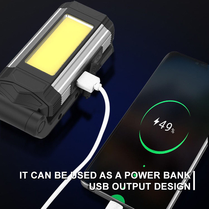 2200 lumeni Camping în aer liber COB lumină de lucru USB lampă reîncărcabilă de lungă durată Lanternă cu LED Lanternă portabilă Lanternă Power Bank
