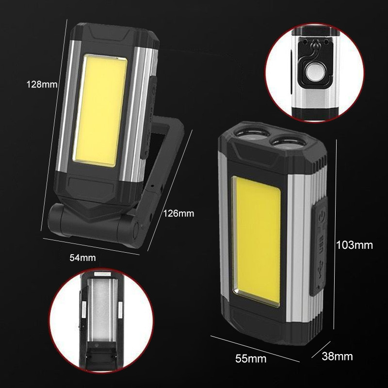 2200 lumeni Camping în aer liber COB lumină de lucru USB lampă reîncărcabilă de lungă durată Lanternă cu LED Lanternă portabilă Lanternă Power Bank