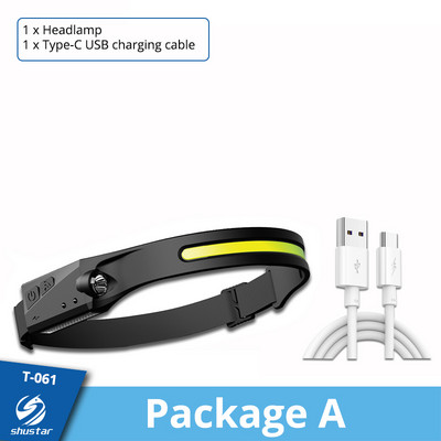 USB újratölthető COB fényszóró szenzoros reflektorral Fényszóró COB+XPE 3 világítási mód Alkalmas túrázáshoz, expedícióhoz stb.