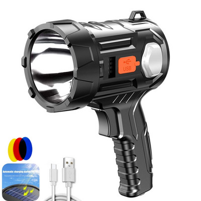 Didelio galingumo LED žibintuvėlis prožektorius, įmontuotas įkraunamas akumuliatorius, galingas žibintuvėlis, nešiojamas lauko apšvietimas