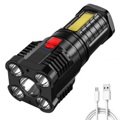 Didelio galingumo LED žibintuvėlis prožektorius, įmontuotas įkraunamas akumuliatorius, galingas žibintuvėlis, nešiojamas lauko apšvietimas