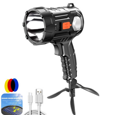 Didelio galingumo LED žibintuvėlis prožektorius, įmontuotas įkraunamas akumuliatorius, galingas žibintuvėlis, nešiojamas lauko apšvietimas