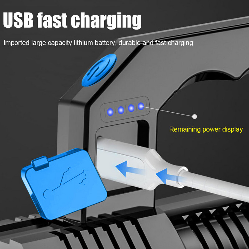 COB LED stovyklavimo žibintas nešiojamas rankinis prožektorius USB įkraunamas dvigubas šviesos šaltinis Life atsparus vandeniui COB 4 LED žibintuvėlis