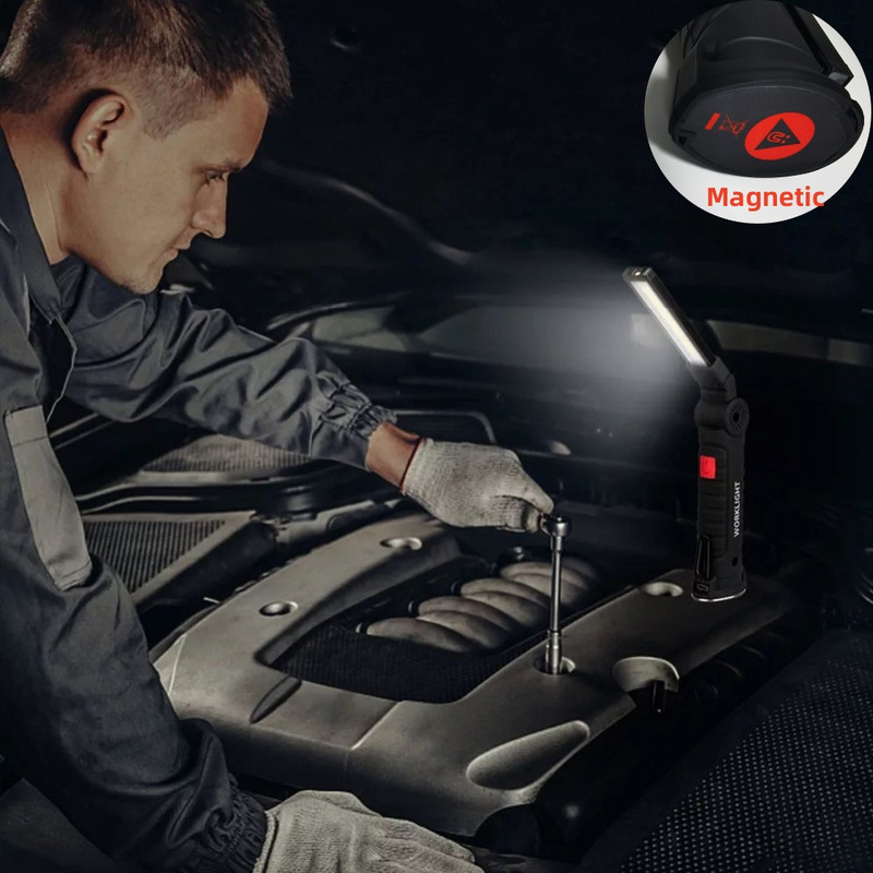 Nové 360° otočné COB LED svietidlo, pracovné svetlo, USB nabíjateľné, prenosné, na kempingové opravy auta, magnetické...