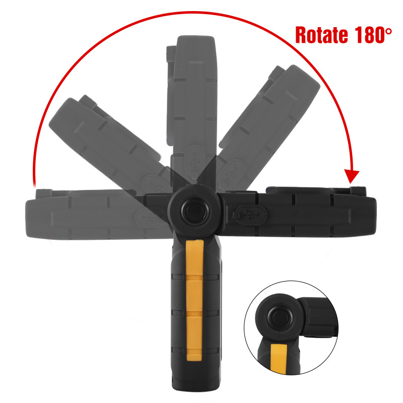 LED-es újratölthető mágneses munkalámpa hordozható COB 4 világítási módok ellenőrző lámpák összecsukható munkalámpák kültéri autójavításhoz